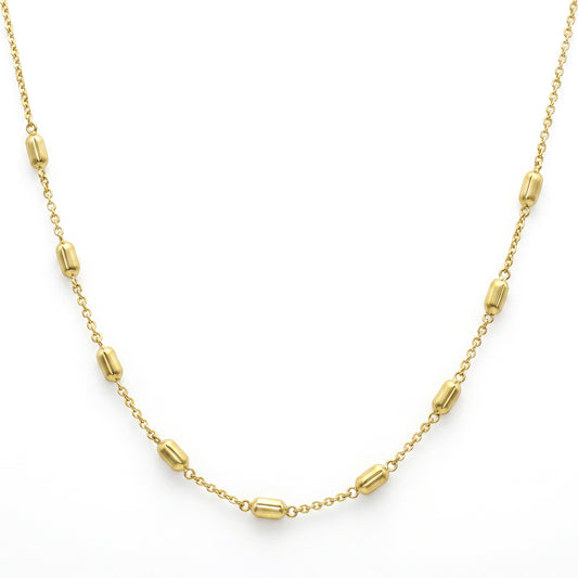 18K Gold Cylinder Bead Necklace