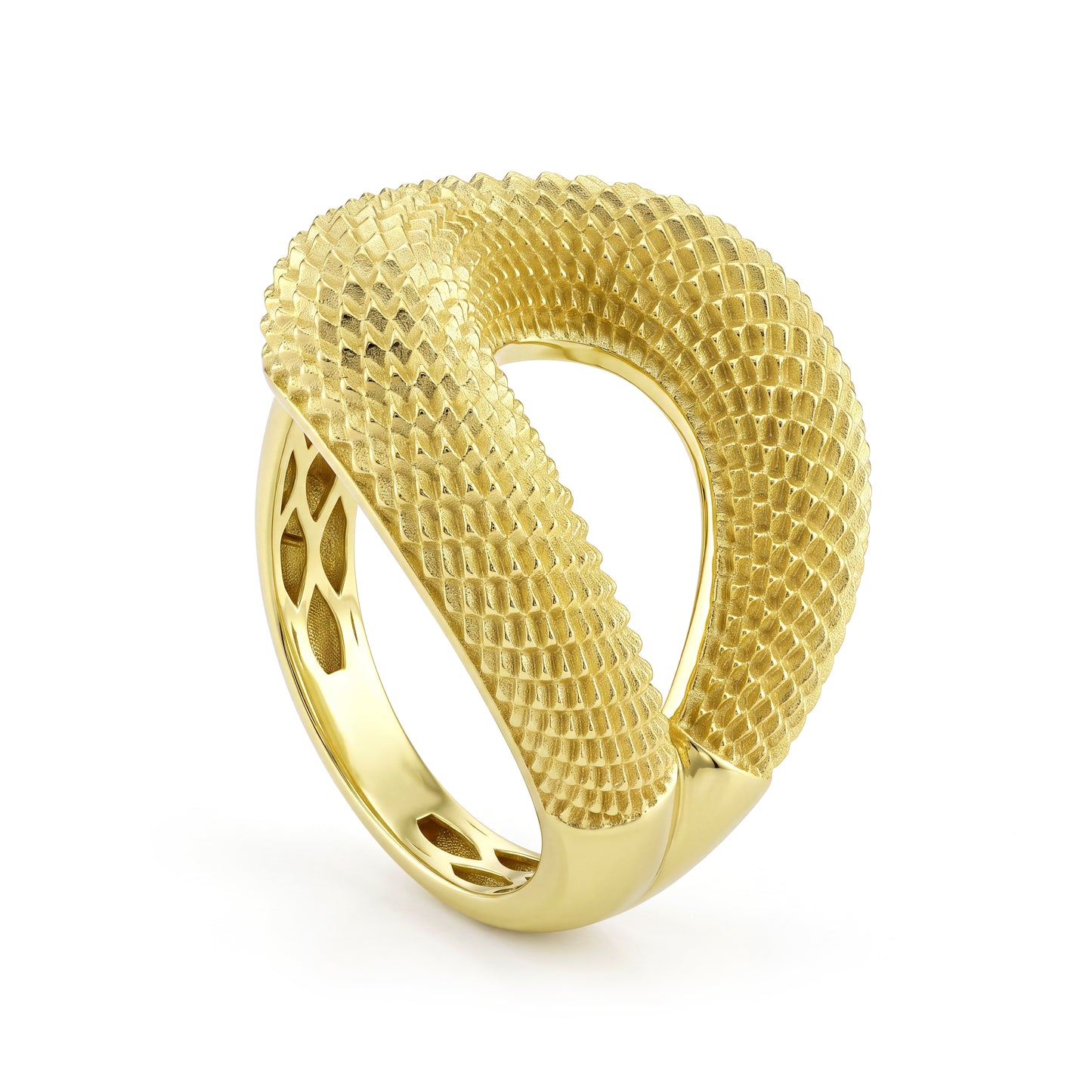 18K Gold Textured Statement Ring