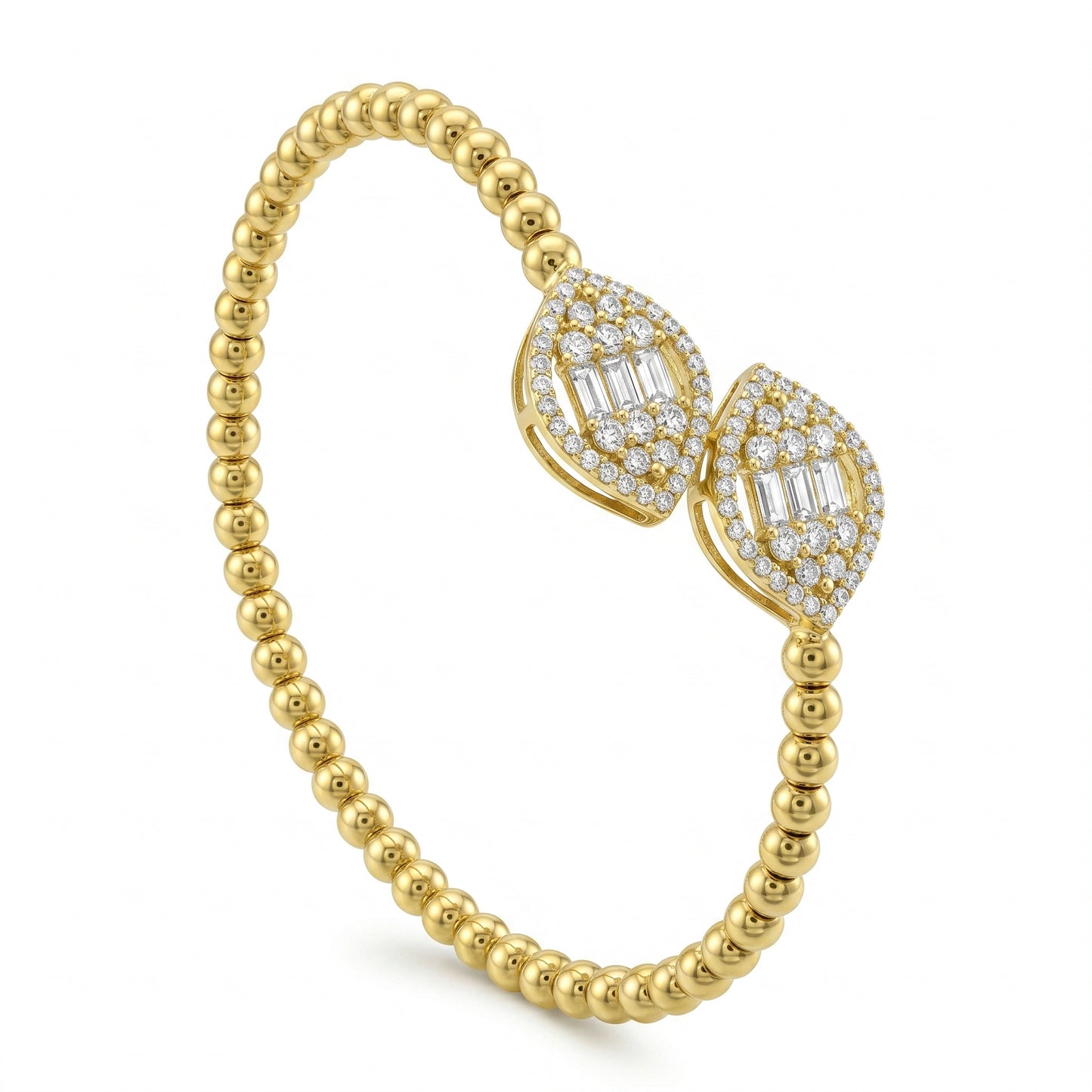 18K Gold Marquise Beaded Bangle