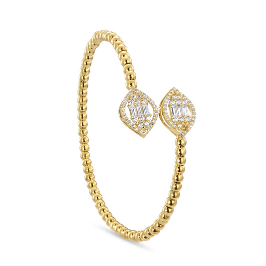 18K Gold Duo Marquise Beaded Bangle