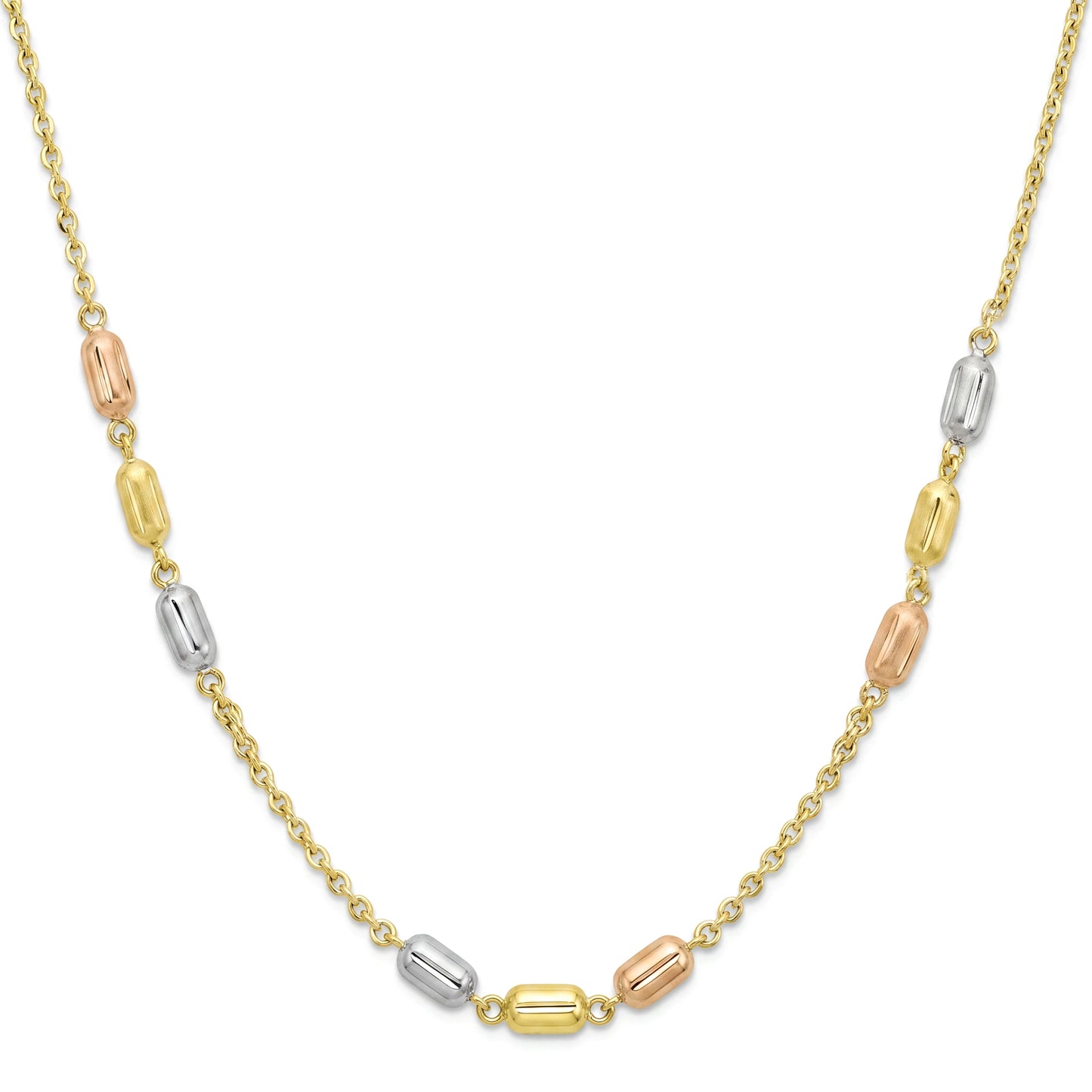 18K Gold Tri-Color Harmony Bead Necklace
