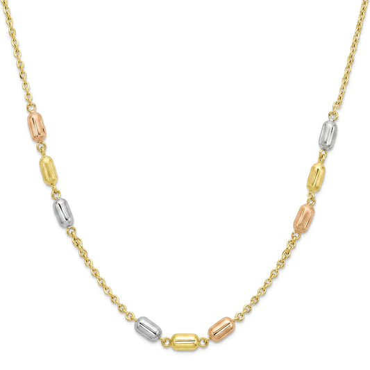 18K Gold Tri-Color Harmony Bead Necklace