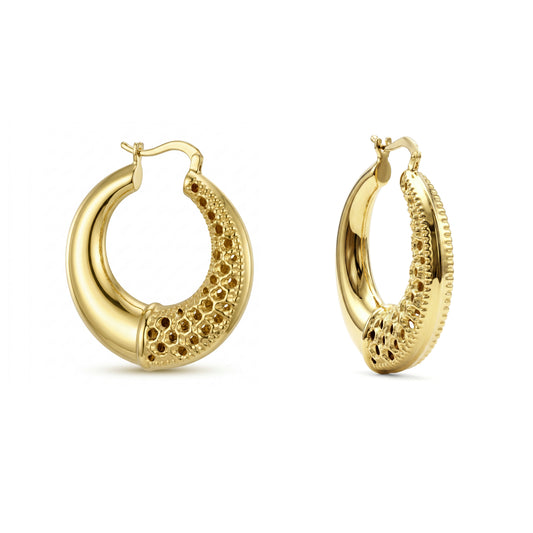 18K Honeycomb Textured Gold Earrings