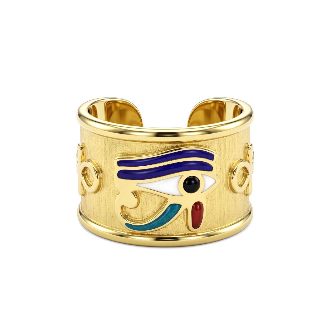 18K Solid Gold Egyptian Eye of Horus RING