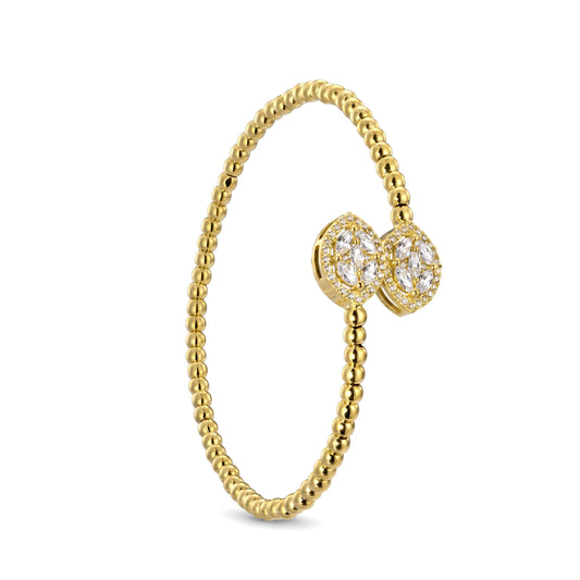 18K Gold Marquise Beaded Bangle