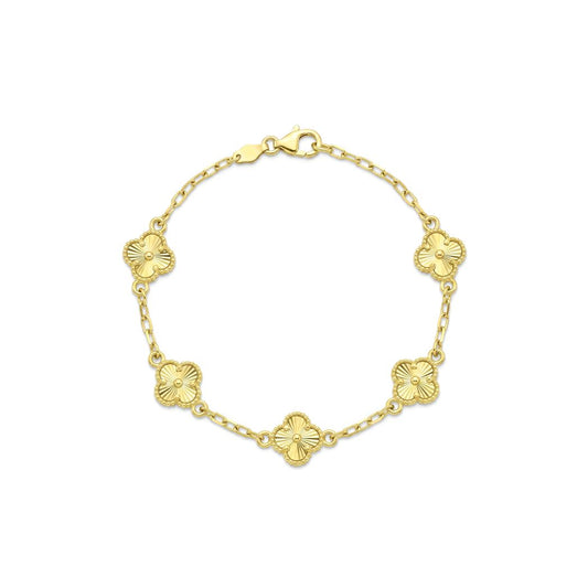 18K Gold Delicate Clover Charm Bracelet
