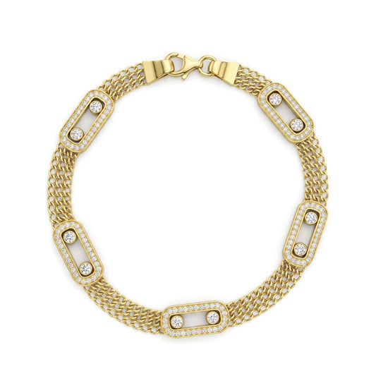 18K Gold Sparkling Geometric Link Bracelet