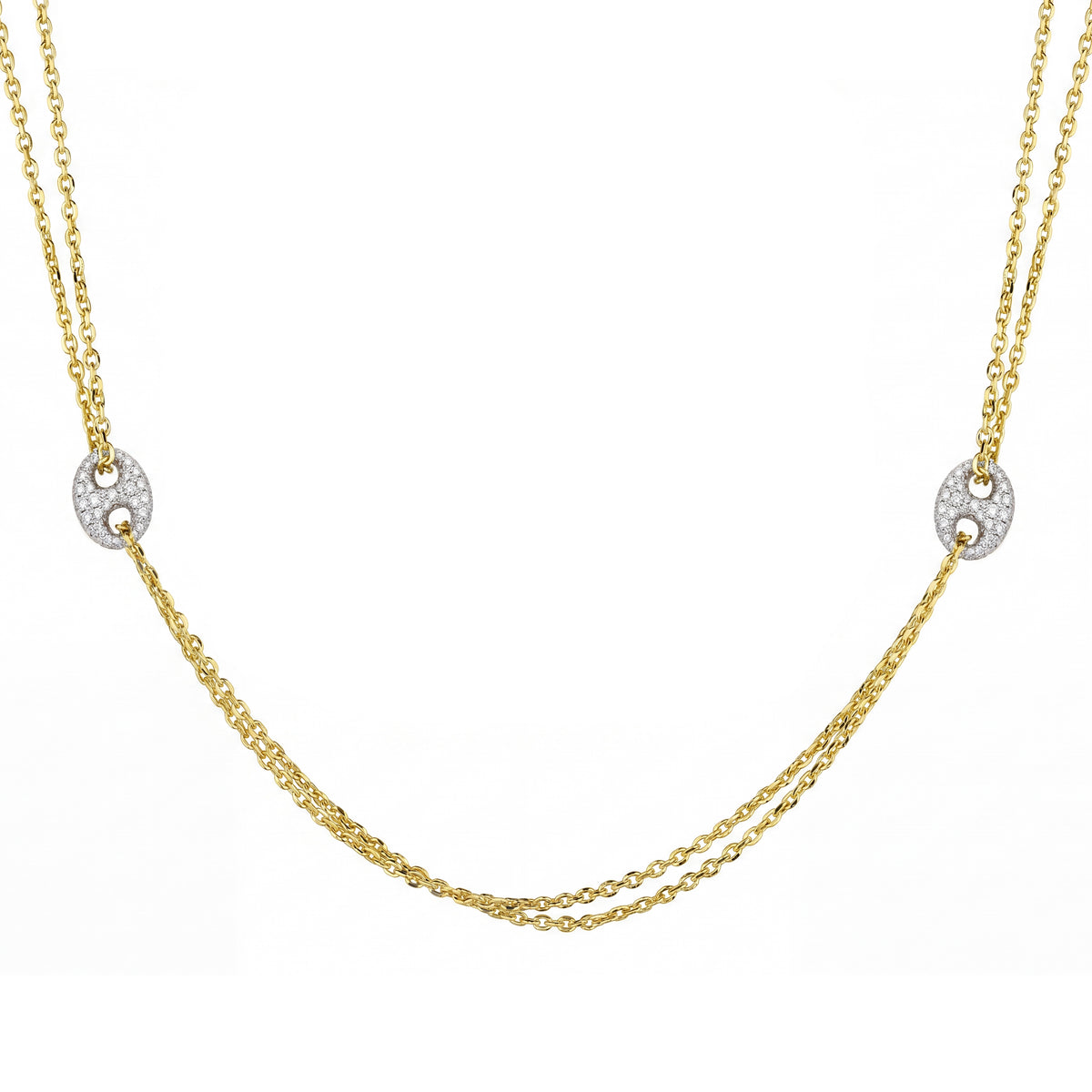 18K Gold Two-Tone Link Necklace