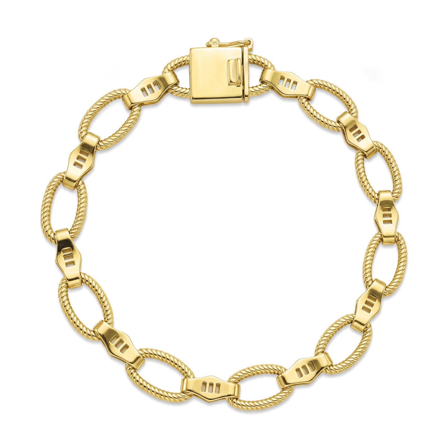 18K Luxurious Textured Oval Link Statement Bracelet