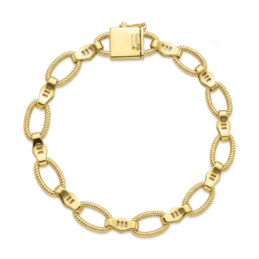 18K Luxurious Textured Oval Link Statement Bracelet