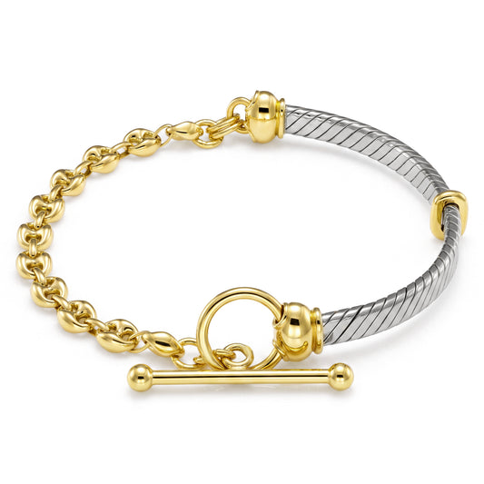 18K Two-Tone Mixed Gold Twisted Bangle
