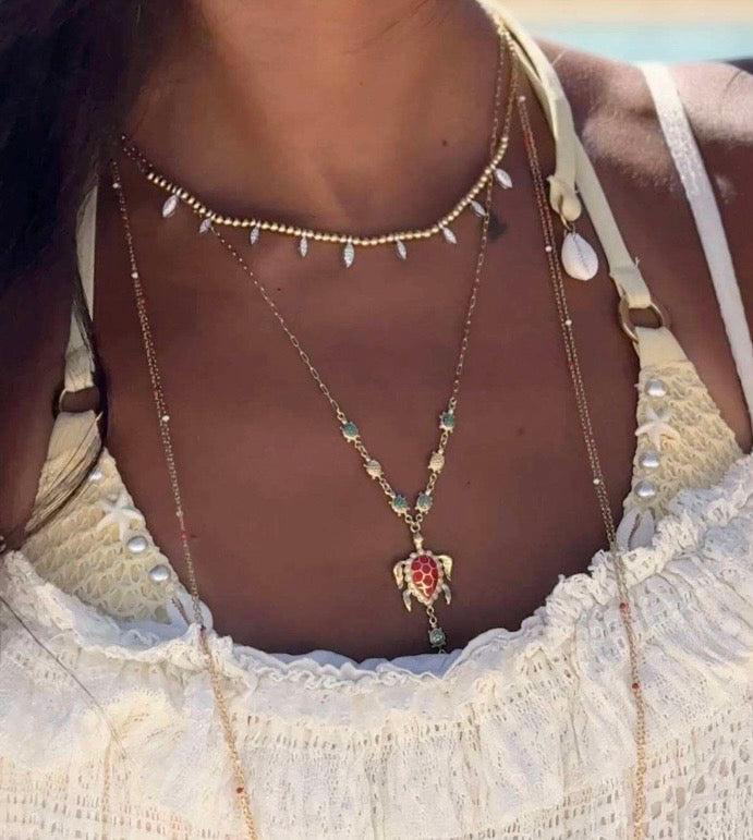 18K Gold Ocean Turtle Pendant Necklace
