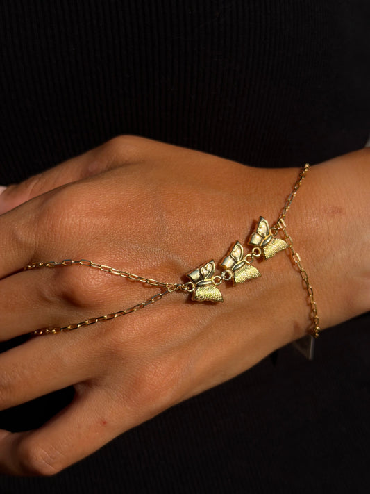 18K Gold Butterfly Hand Chain