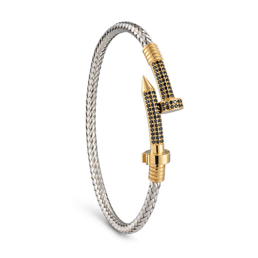 18K Gold Modern Nail Bangle