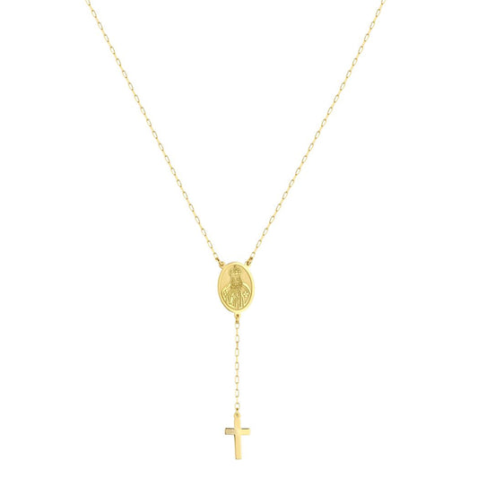 18K Gold Pope Shenouda III Oval Medallion Y-Necklace