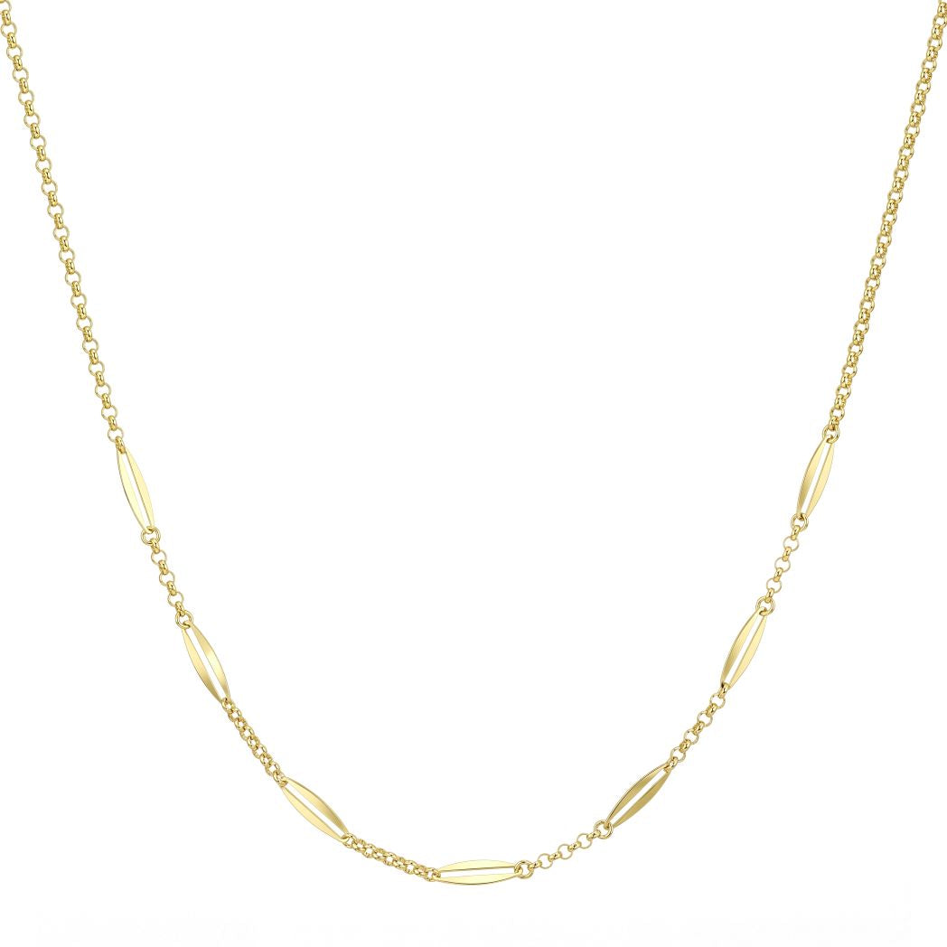 18K Gold Sleek Rectangular Station Necklace