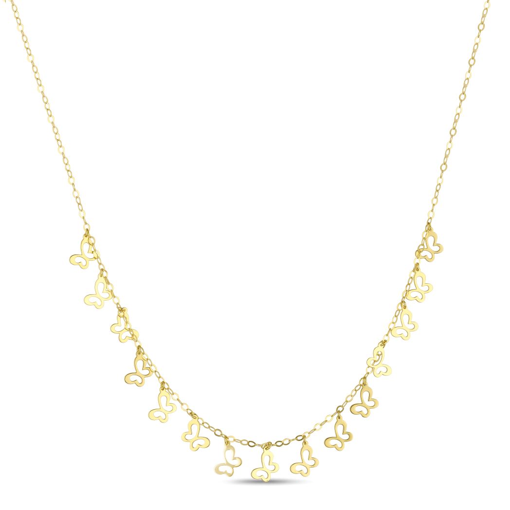 18K Gold Dainty Butterfly Station Necklace