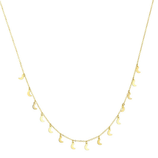 18K Gold Crescent Moon Dangle Necklace