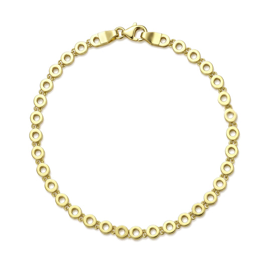 18K Gold Beaded Link Chain Bracelet
