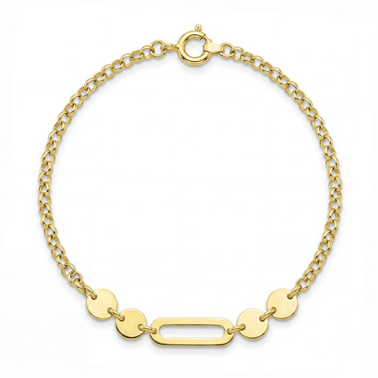18K Gold Disc and Geometric Link Bracelet