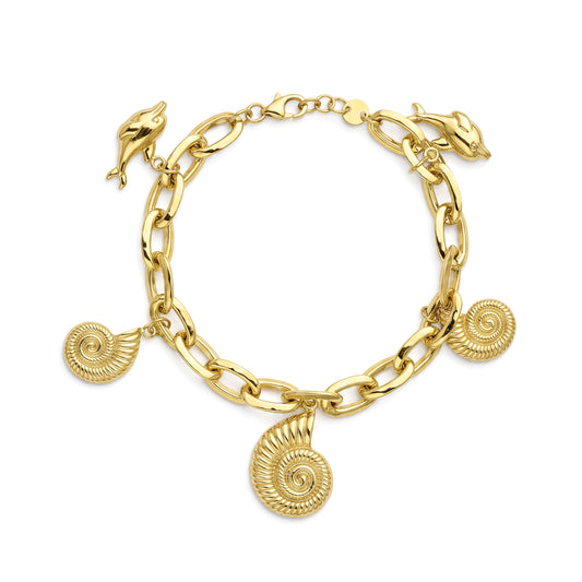 18K Gold Summer Ocean Charm Bracelet