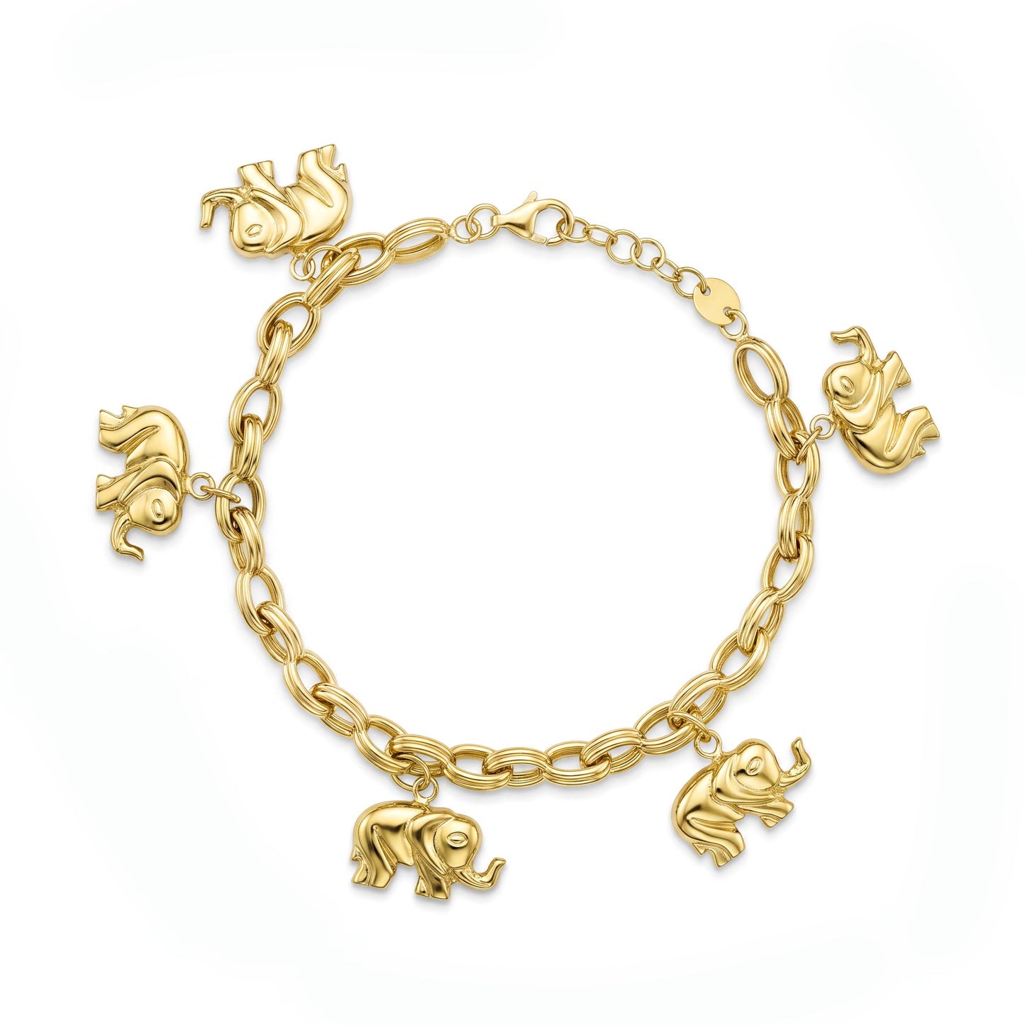18K Gold Lucky Elephant Charm Bracelet