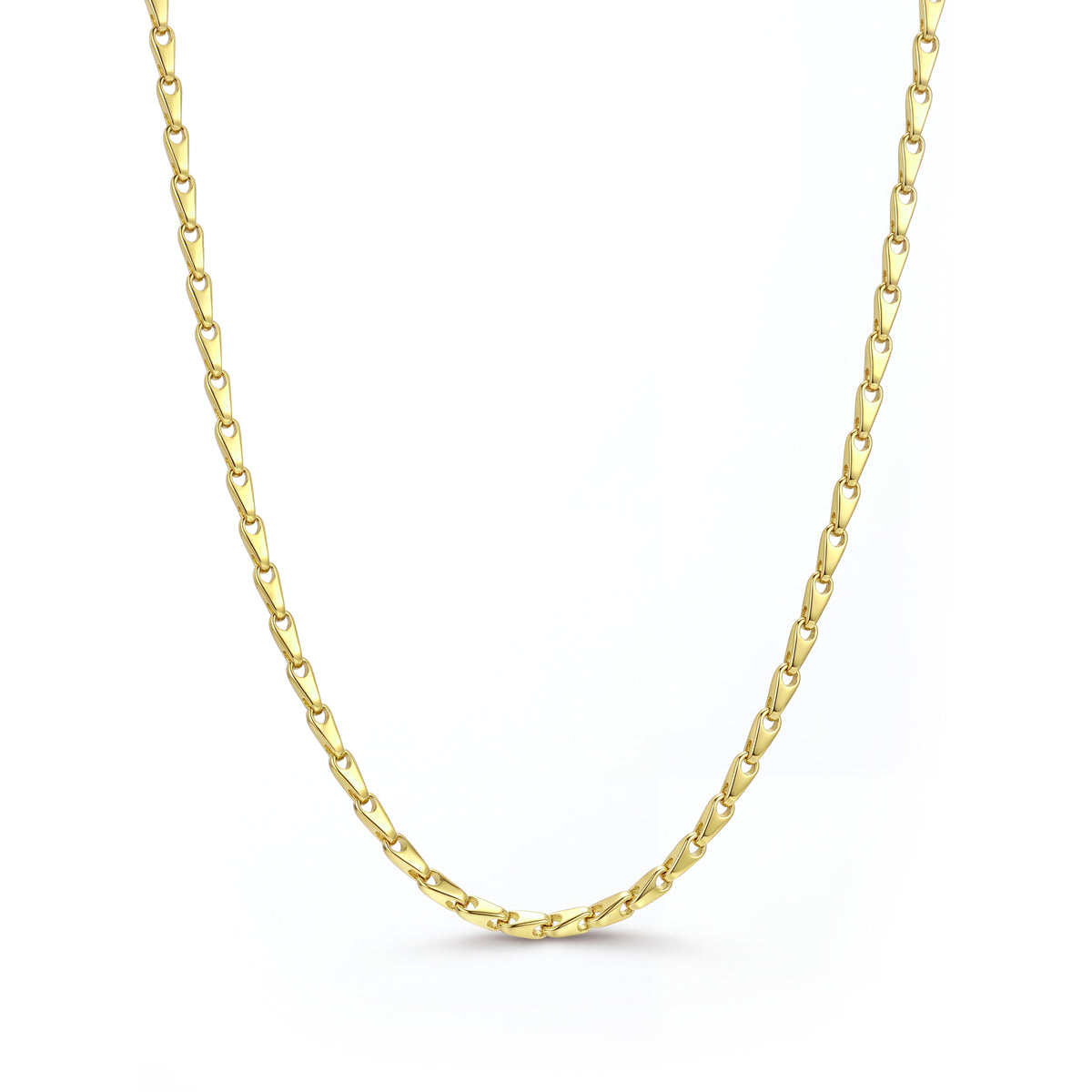 18K Gold Men's Chevron Link Chain Necklace