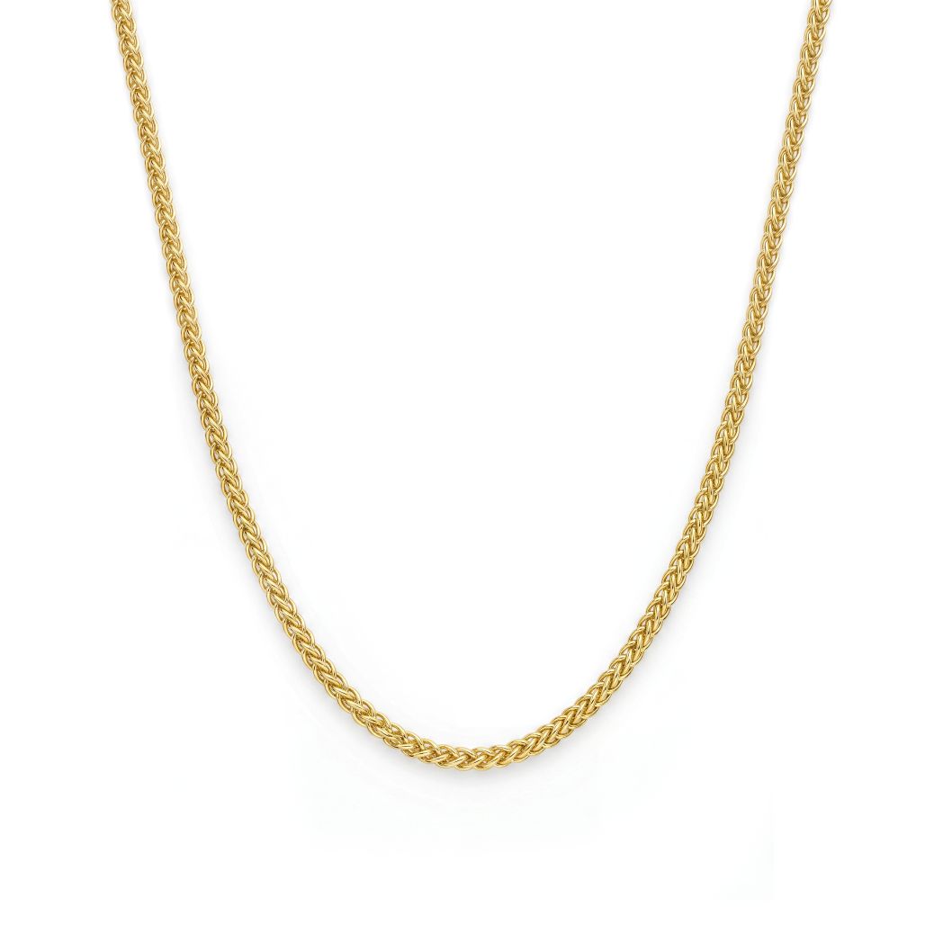 18K Yellow Gold Fine Wheat Chain Necklace
