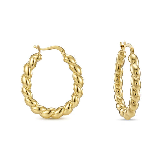 18K Gold Twisted Rope Hoop Earrings