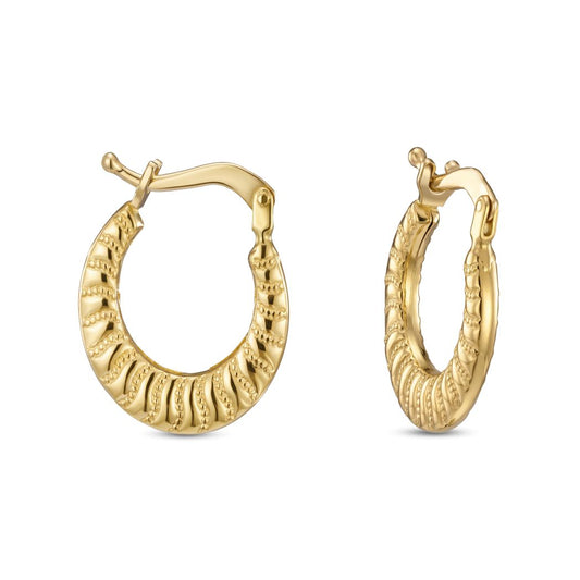 18K Gold Ribbed Hoop Earrings