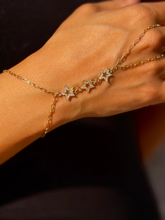 18K Gold Sparkling Star Zircon Hand Chain