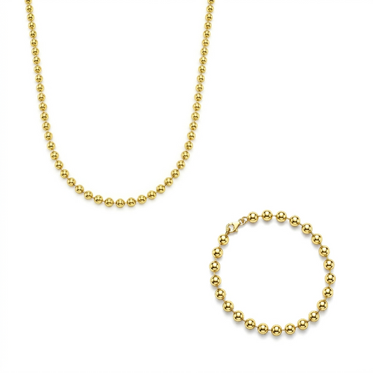 18K Gold Delicate Bead Chain half set.