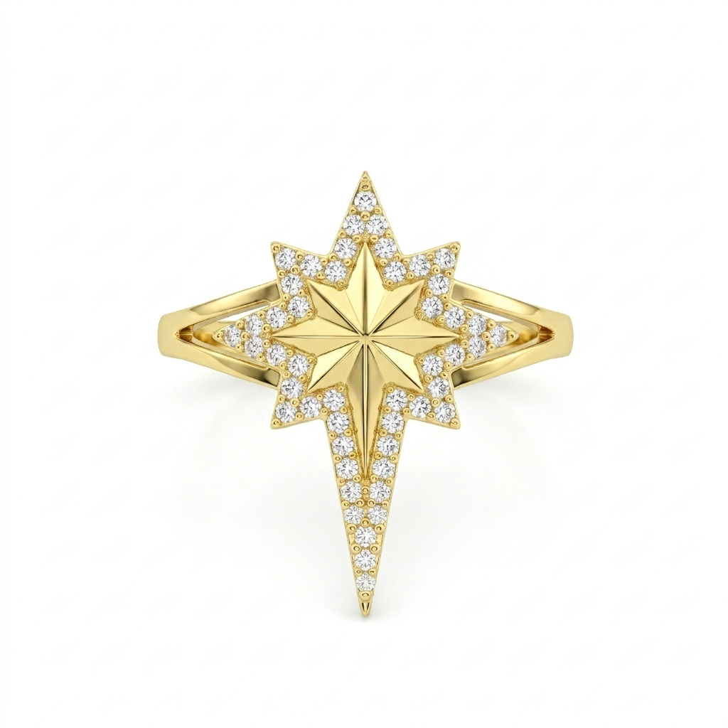 18K Gold Radiant North Star Jewelry Set