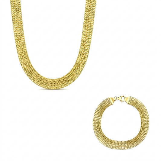 18K Gold Radiant Mesh Statement half Set.