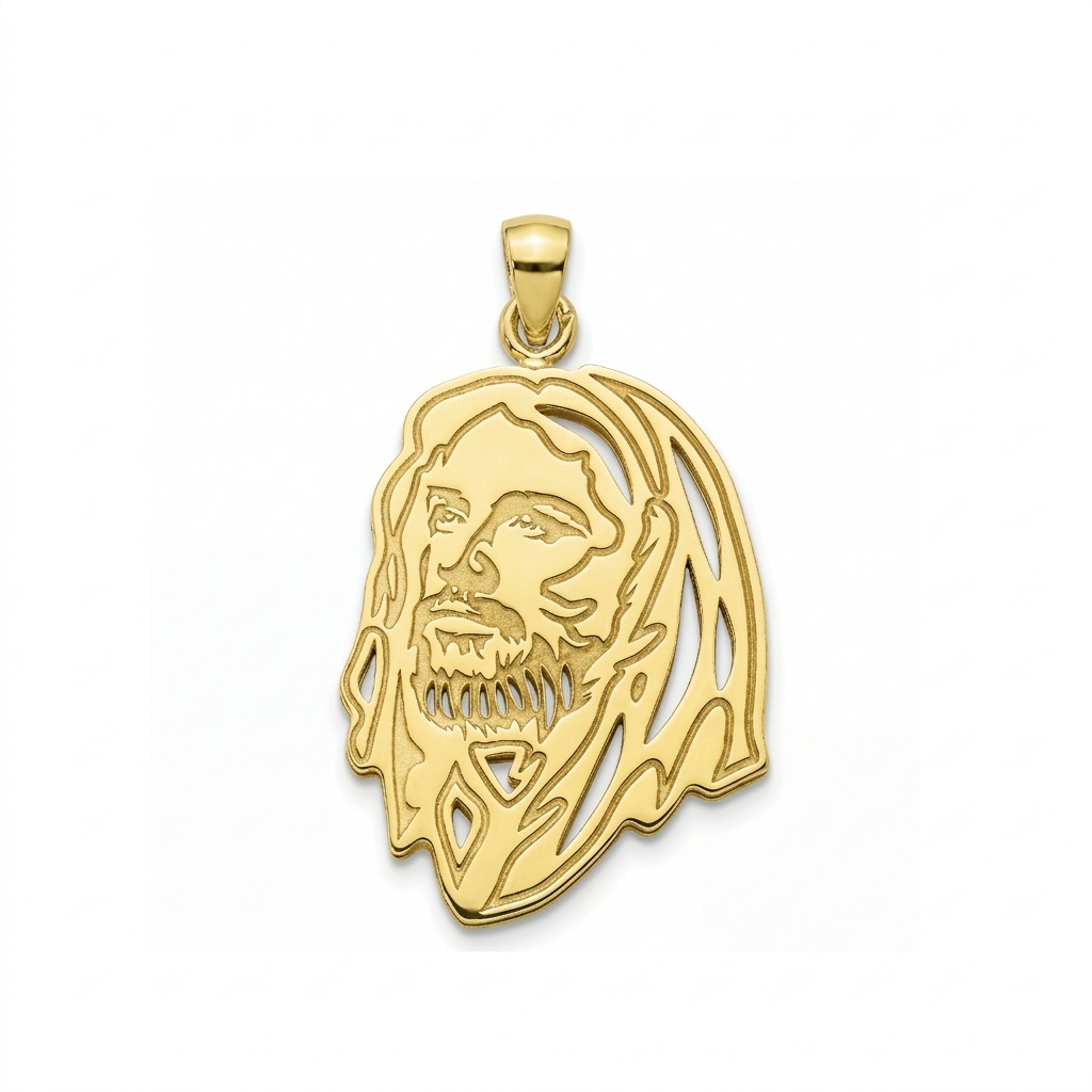 18K Gold Mini Jesus Profile Pendant
