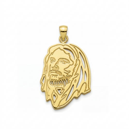 18K Gold Mini Jesus Profile Pendant