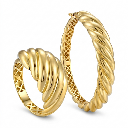 18K Gold Twisted Shine Half Set