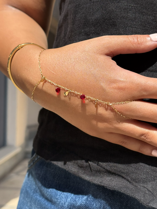 18K Gold Scarlet Charm Dainty Hand Chain