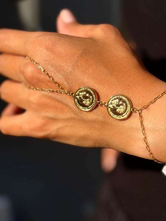 18K Gold Coin Hand Chain