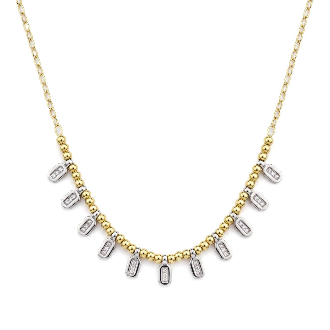 18K Two-Tone Gold Rectangular Necklace