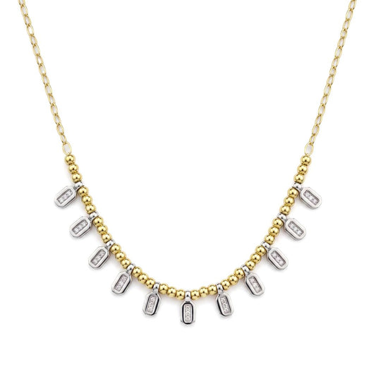 18K Two-Tone Gold Rectangular Necklace