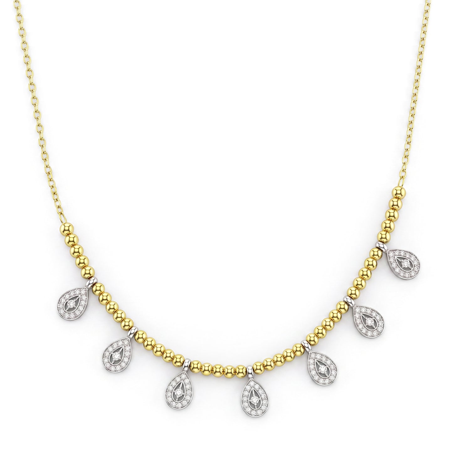 18K Two-Tone Gold Teardrop Necklace