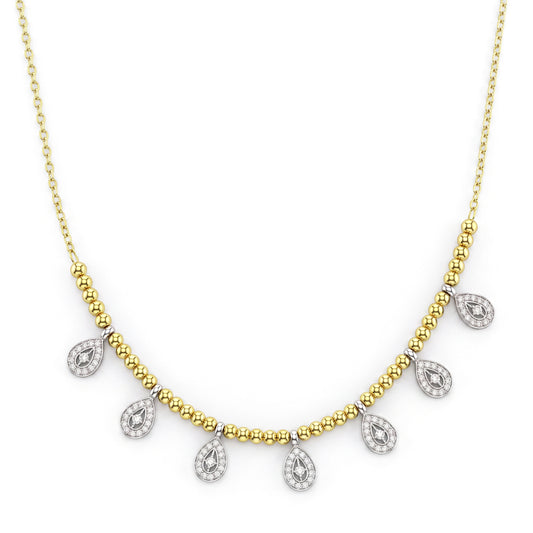 18K Two-Tone Gold Teardrop Necklace