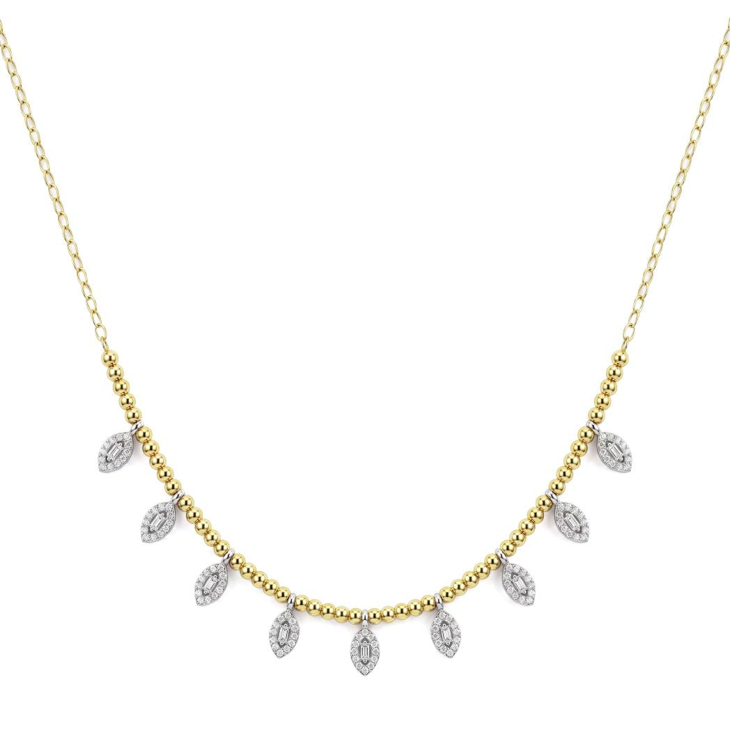 18K Two-Tone Gold Baguette Necklace