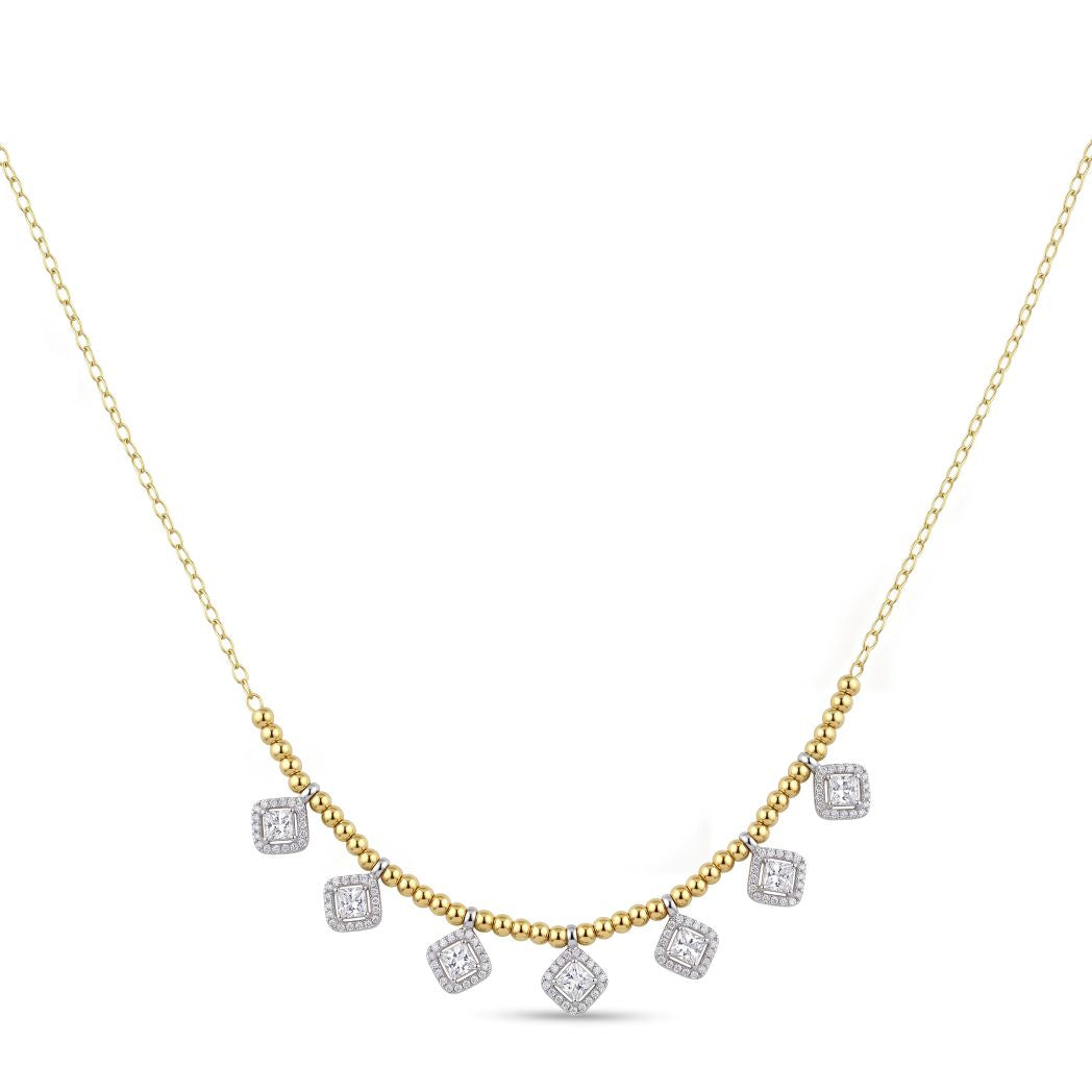 18K Two-Tone Gold Square Necklace