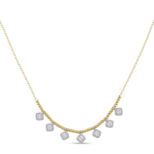 18K Two-Tone Gold Square Necklace