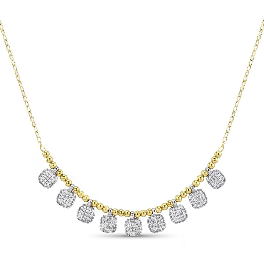 18K Two-Tone Gold Square Necklace