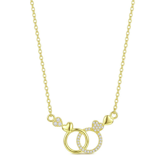 18K Sparkling Interlocking Circles Heart Necklace