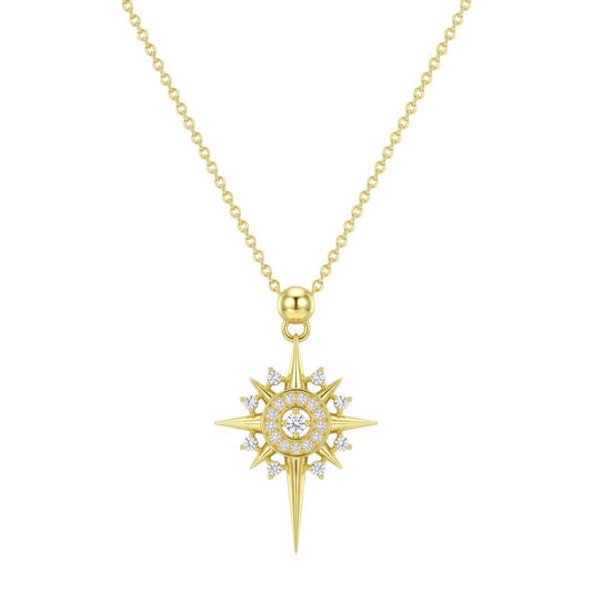 18K Gold Celestial North Star Pendant Necklace