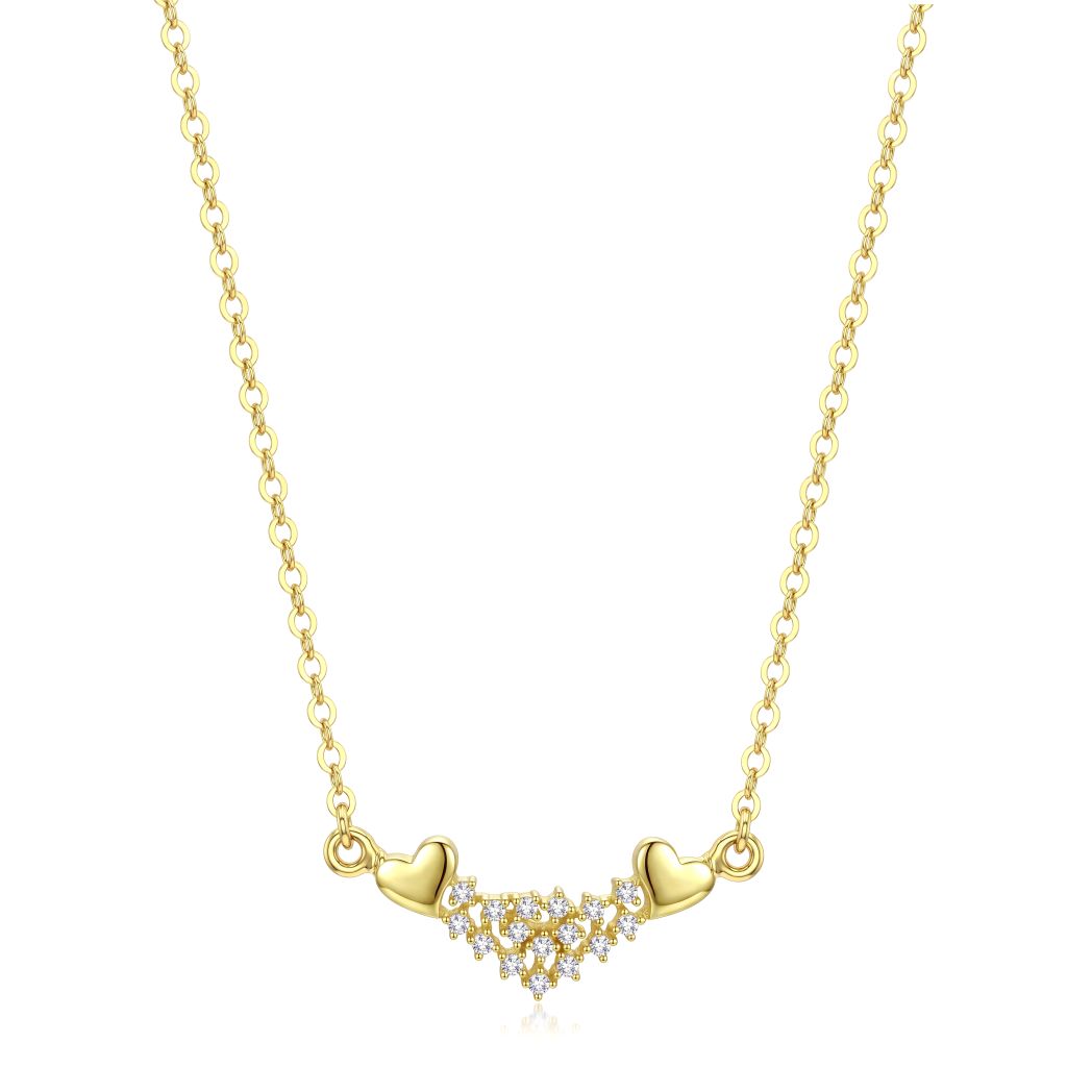 18K Gold Dual Heart Necklace